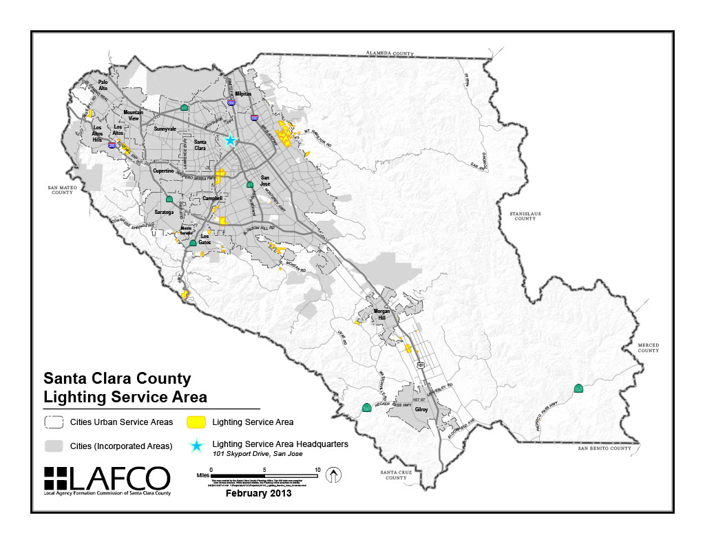 Santa Clara County Lighting Service Area Overview and Zones Maps